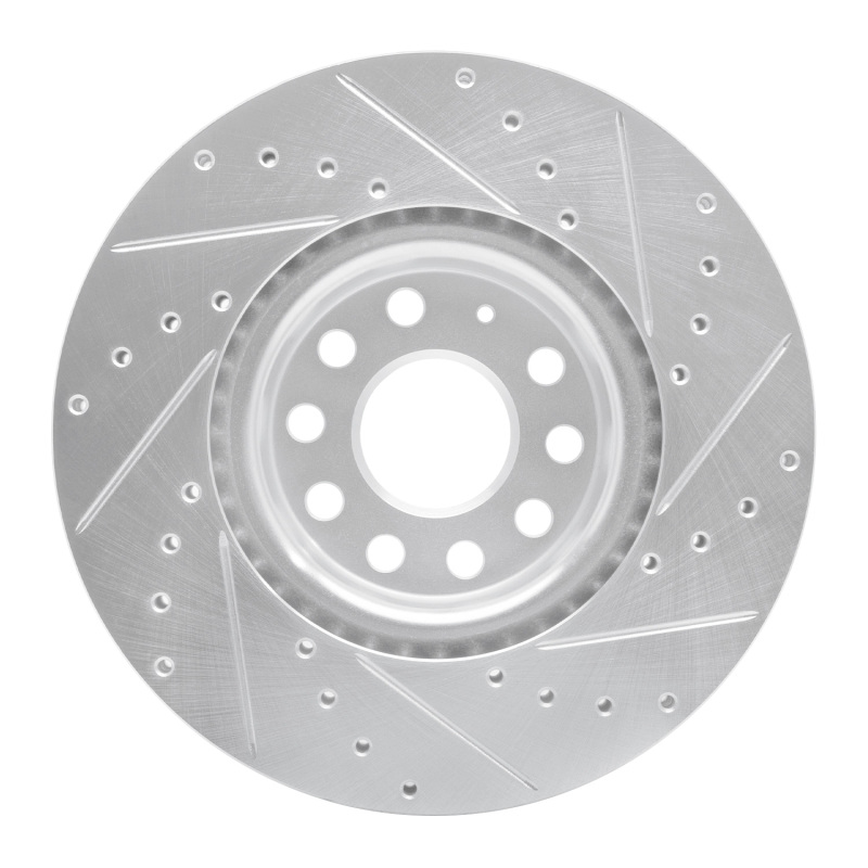 Audi Q3 Brake Rotor (1) - Front Left - R1 Concepts - Drilled & Slotted - Silver - `05-`25